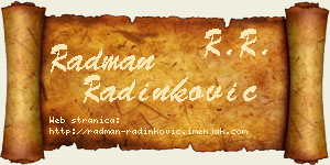 Radman Radinković vizit kartica